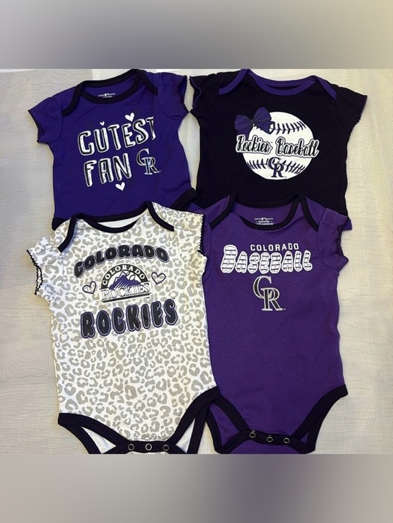 MLB Other - NEW [MLB] Colorado Rockies Girls Growth Stage Set of 4x, Baby 0/3 to 3/6 Months
